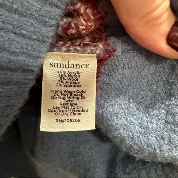 Sundance Glencoe Sweater Fair Isle Alpaca Wool Blend Blue Plus Size XXL cozy - Picture 9 of 12
